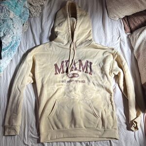 SHEIN Cream Hoodie with Miami Print